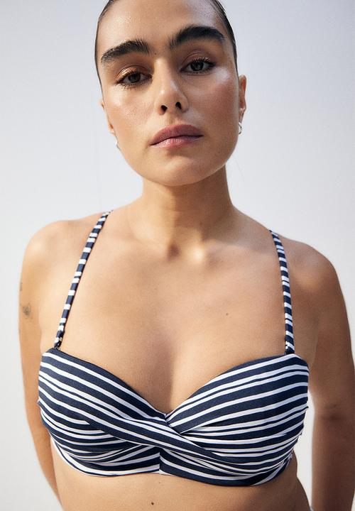 H&M - Balconette bikini top - navy blue striped