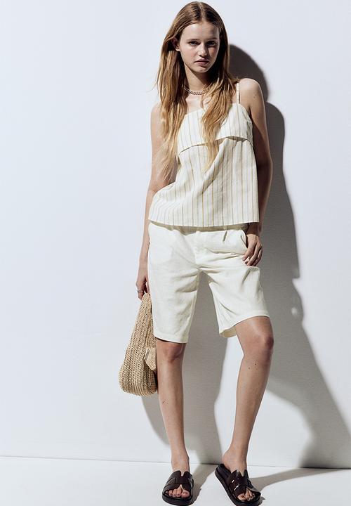 H&M - A-line strappy top - cream striped