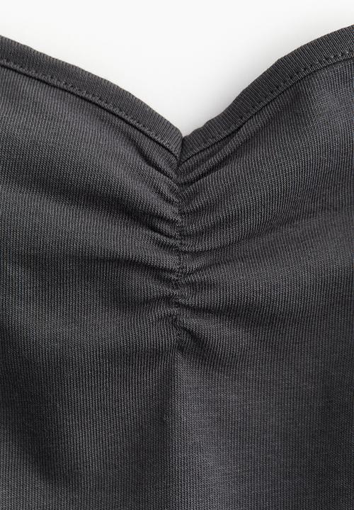 H&M - Cropped strappy top - dark grey