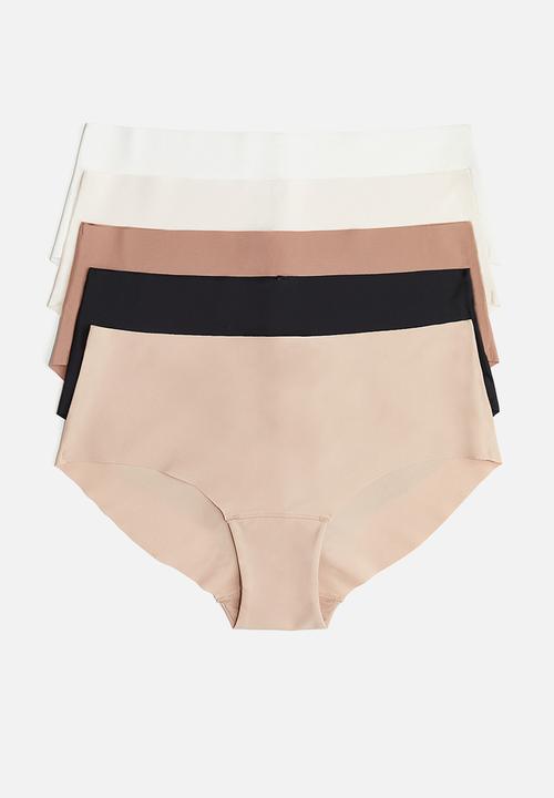 H&M - 5 pack invisible hipster briefs - beige,white,black
