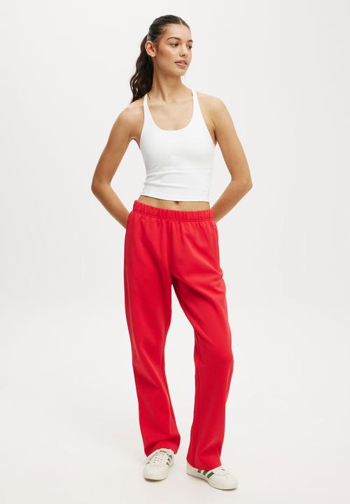 Cotton On - Summer Fleece Straight Leg Pant - Crimson Red