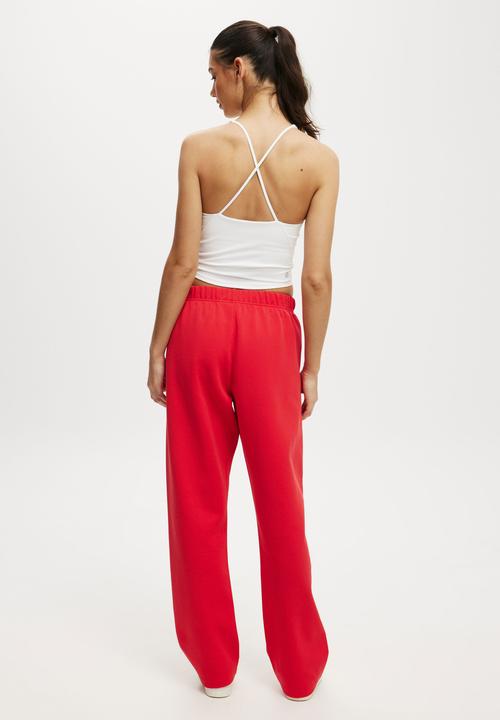 Cotton On - Summer Fleece Straight Leg Pant - Crimson Red