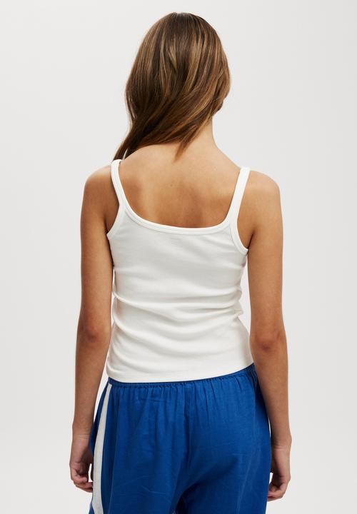 Cotton On - Scoop Neck Graphic Cami - Sailing Capri/Vintage White