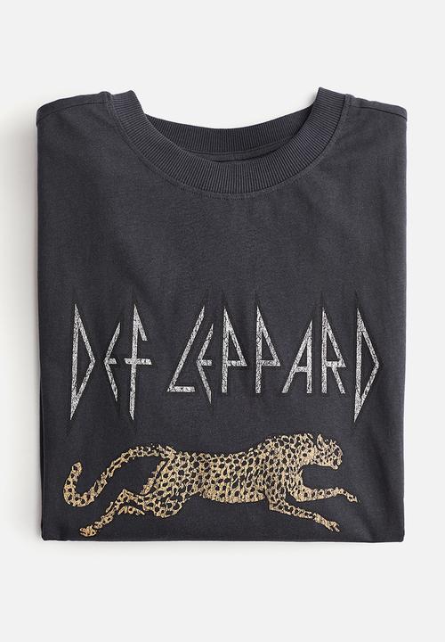 H&M - Long printed T-shirt - dark grey def leppard