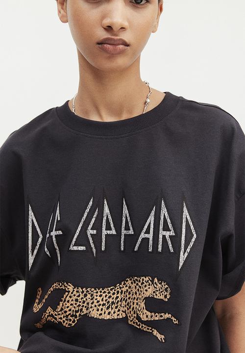 H&M - Long printed T-shirt - dark grey def leppard