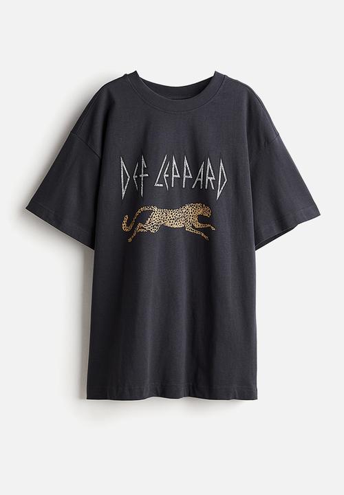 H&M - Long printed T-shirt - dark grey def leppard