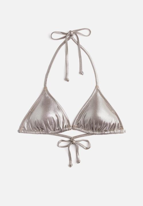 H&M - Padded triangle bikini top - beige & silver