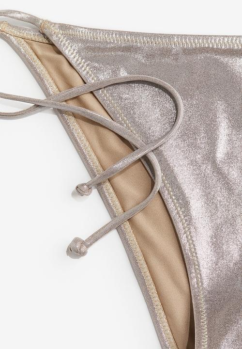 H&M - Tie tanga bikini bottoms - beige & silver 