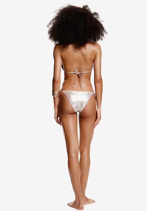 H&M - Tie tanga bikini bottoms - beige & silver 