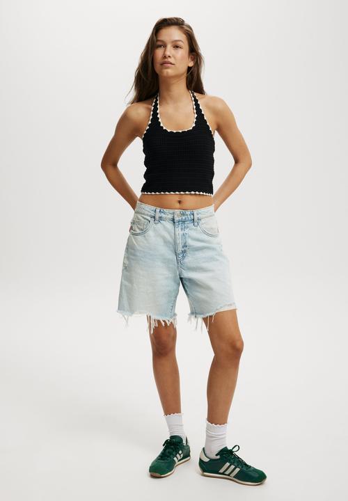 Cotton On - Summer Stitch Halter - Black/Ecru