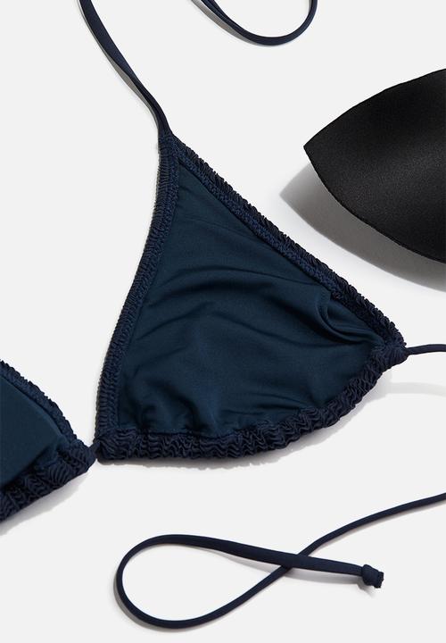 H&M - Padded triangle bikini top - navy blue