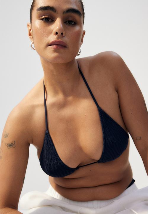 H&M - Padded triangle bikini top - navy blue