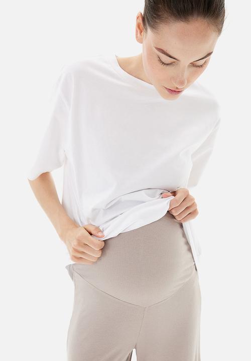 H&M - Mama before & after ribbed jersey trousers - light beige