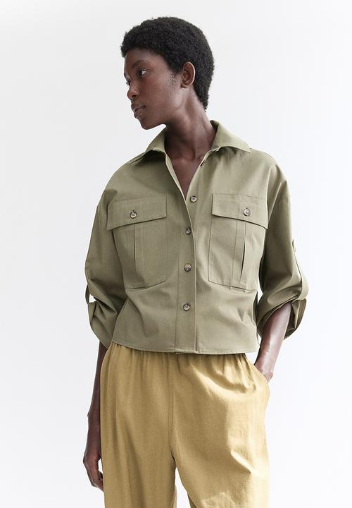 H&M - Ankle-length linen trousers - khaki green