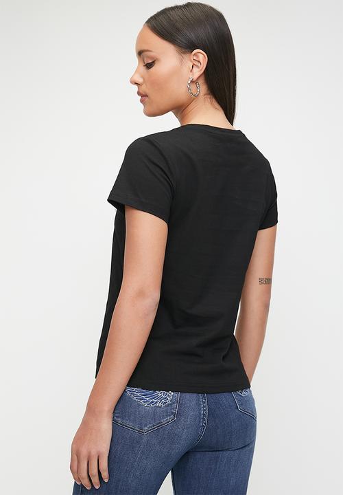 SISSY BOY - Pearly Silvers: Regular Fit Multi-Technique Logo Top - Black