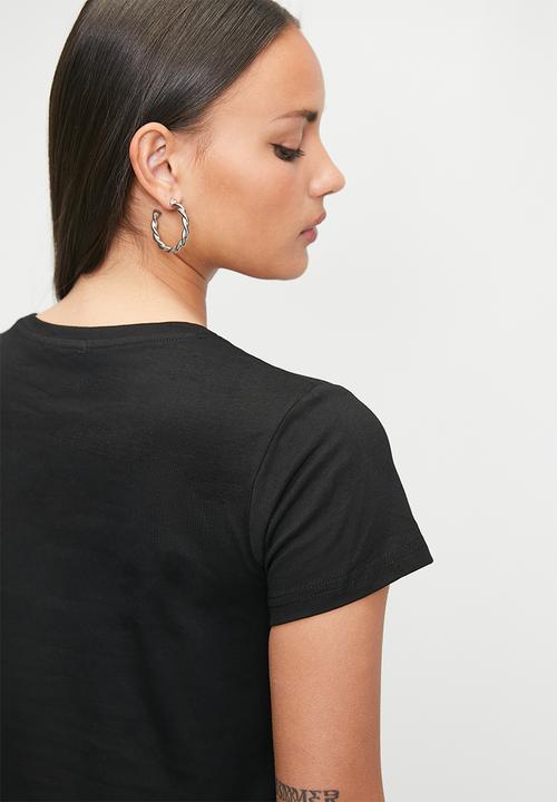 SISSY BOY - Pearly Silvers: Regular Fit Multi-Technique Logo Top - Black