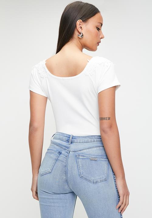 SISSY BOY - Midday: Bling Logo Top With Lace - White