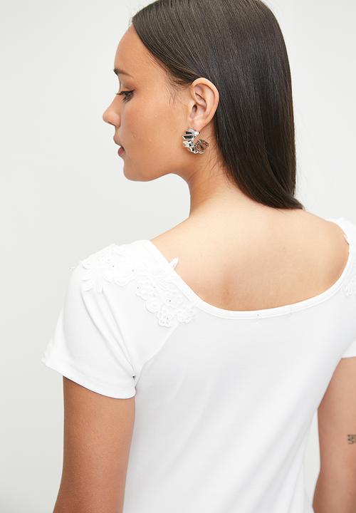 SISSY BOY - Midday: Bling Logo Top With Lace - White