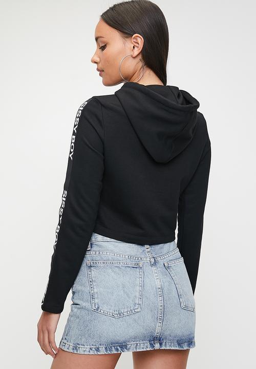 SISSY BOY - Growl Power: Basic Hoodie With Branded Tape - Black