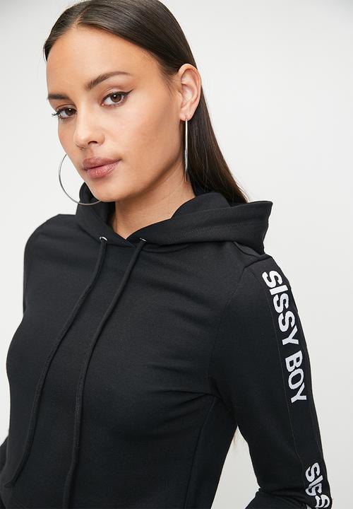 SISSY BOY - Growl Power: Basic Hoodie With Branded Tape - Black
