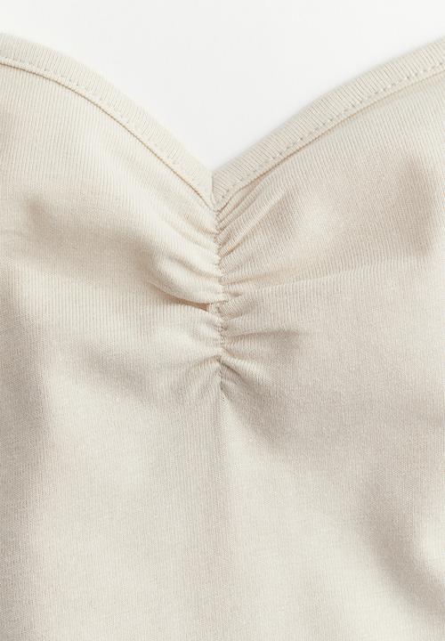 H&M - Cropped strappy top - light beige