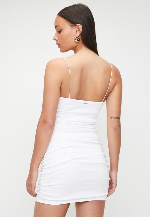 SISSY BOY - No Strings Attached: Fitted Mini Dress With Ruching - Off White