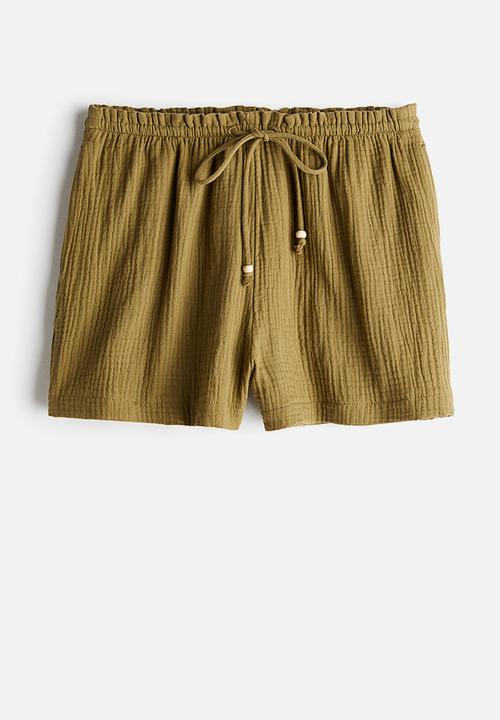 H&M - Muslin shorts - khaki green 