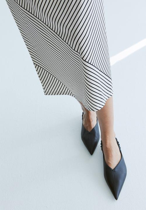 H&M - Tie-strap midi dress - cream & striped