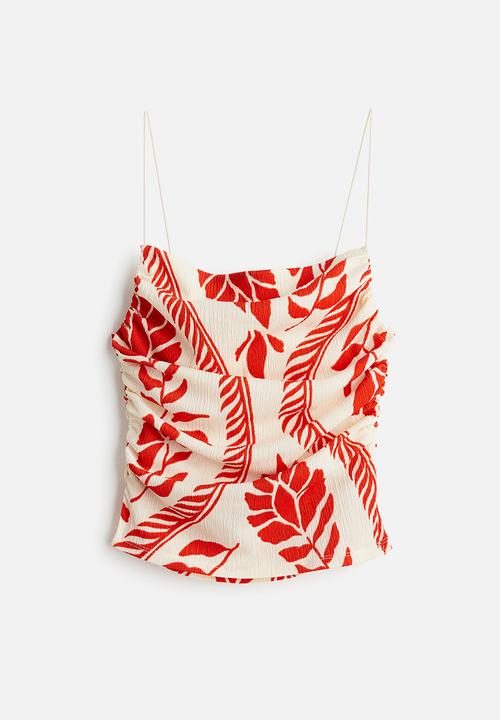 H&M - Draped strappy top - cream red patterned 