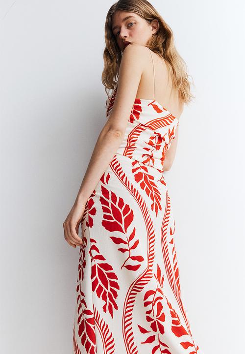 H&M - Draped strappy top - cream red patterned 