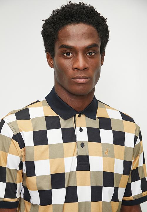 POLO - Bran Block Mercerised Short sleeve Golfer - Brown