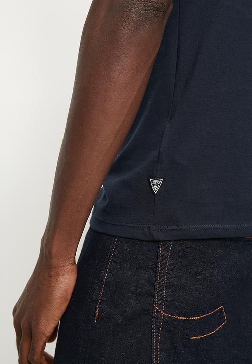 GUESS - Short sleeve  bsc patchwork embo logo tee - smart blue