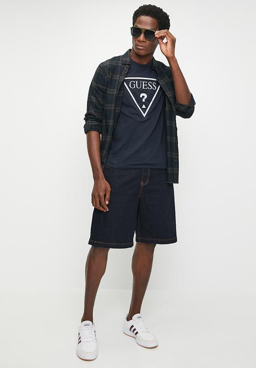 GUESS - Short sleeve  bsc patchwork embo logo tee - smart blue