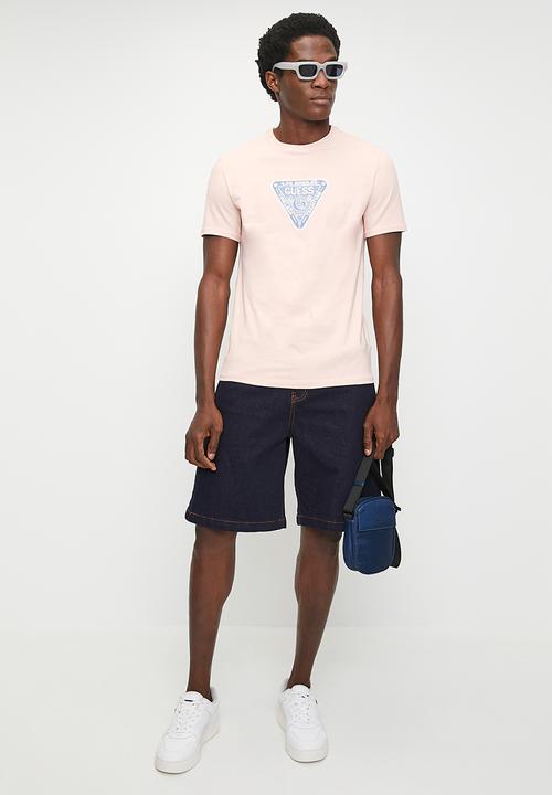 GUESS - Short sleeve cn small triangle logo tee - dolly pink