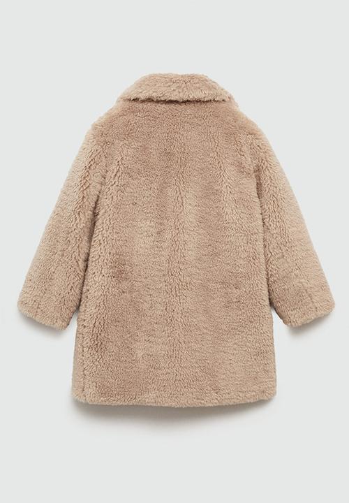 MANGO - Coat teddy - medium brown