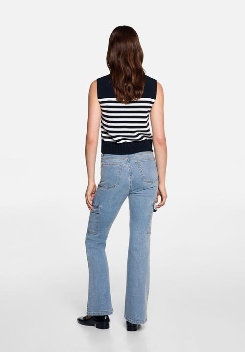 MANGO - Jeans flarecar - open blue