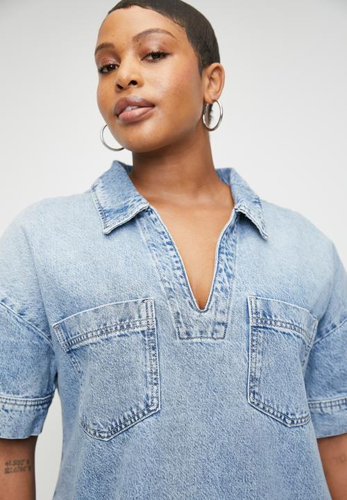 Plus Tia Denim Dress - Oasis Blue
