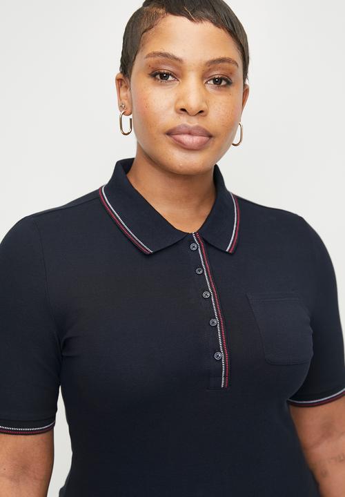 Tommy Hilfiger - Plus slim rwb tipping polo 1/2slv - desert sky