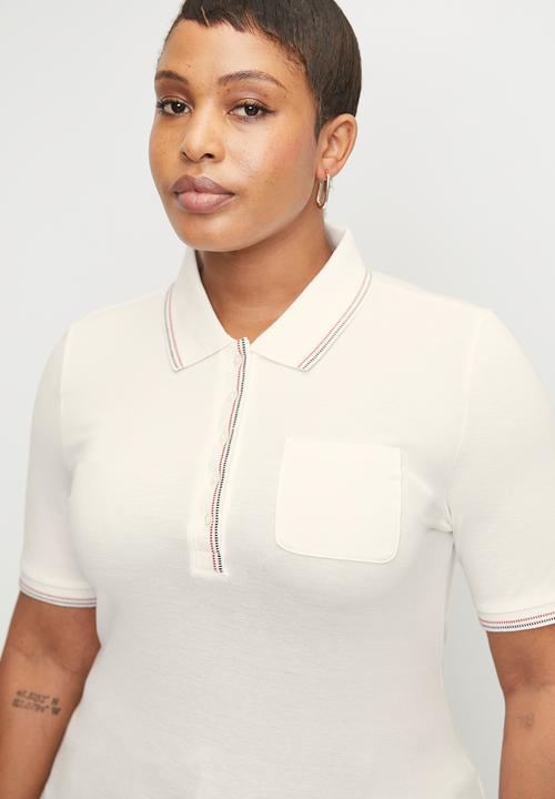 Tommy Hilfiger - Plus slim rwb tipping polo 1/2slv - ancient white