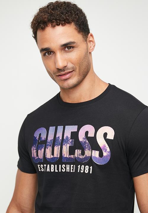 GUESS - Short sleeve bs city of palms tee - jet black a996