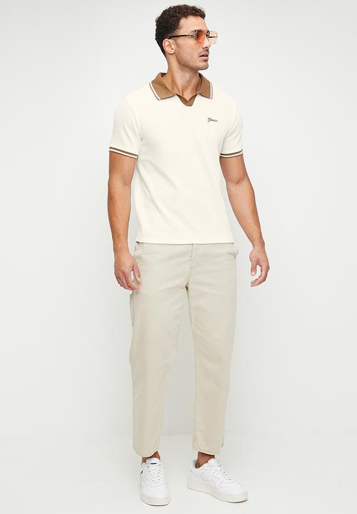 GUESS - Short sleeve weston knit polo - salt white