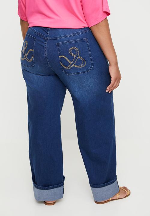 Me&B - Plus The Turn Up Straight Leg Jeans - Blue