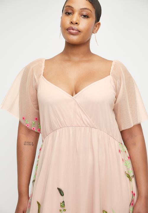 Me&B - Plus Tulle Lined Dress In Tiger Tulle - Tigertulle