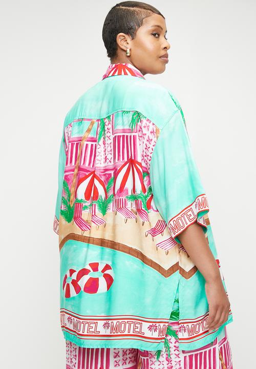 Me&B - Plus Longer length border shirt  - Motelprint