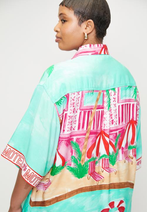 Me&B - Plus Longer length border shirt  - Motelprint
