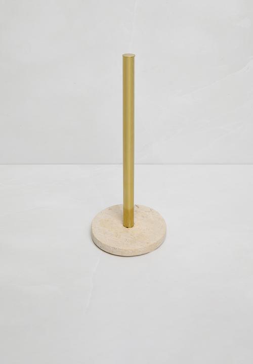 Sixth Floor - Marble base & brass paper towel holder - white       
