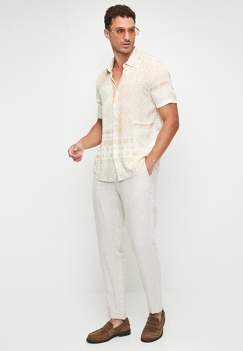 GUESS - Short sleeve eco rayon patchwork shirt - rio patchwork