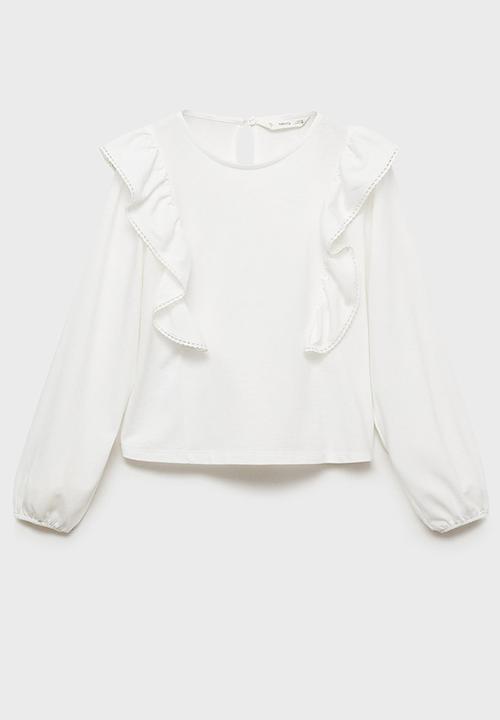 MANGO - T-shirt frill - natural