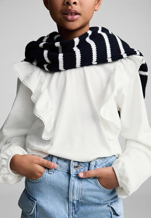 MANGO - T-shirt frill - natural