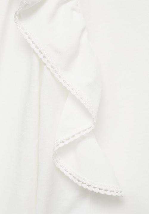 MANGO - T-shirt frill - natural